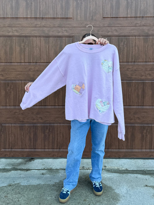 Patchwork Hearts Crewneck (L)