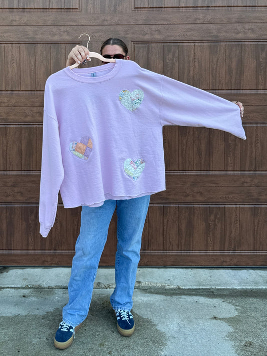 Patchwork Hearts Crewneck (L)