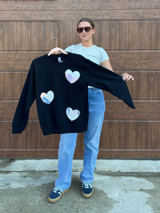 Patchwork Hearts Crewneck (S)